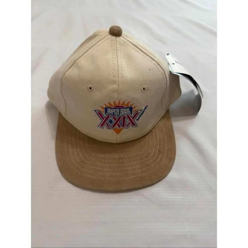 Vintage 90s Super Bowl XXIX Hat Cap 1994 NFL 49ers Sports Specialties Beige